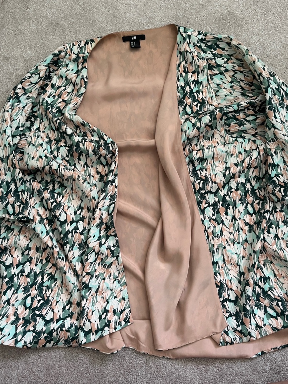 H&M Abstract Print Lightweight Jacket - Mint, Beige & Black